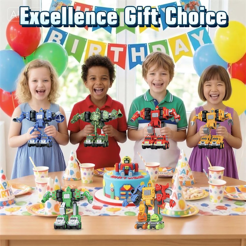 Drefirsa 5-in-1 Outer Space Transform Trucks Robot Toy, Robot Action