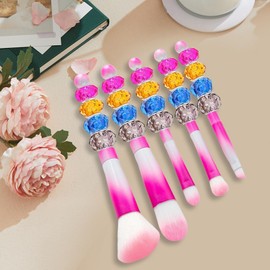 GaotKeut 5x Makeup Brushes Set Cosmetic Brushes Eyebrow Brush Comfortable Make up Brush Tool Kits Premium for Ladies Adults Girlfriend, Rose Red