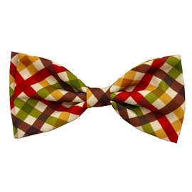 Huxley & Kent Pet Bow Tie for Dogs & Cats - Fall Adjustable Hook & Loop Collar Accessory - Cute & Comfortable for Holidays & Celebrations - Harvest Check, Small