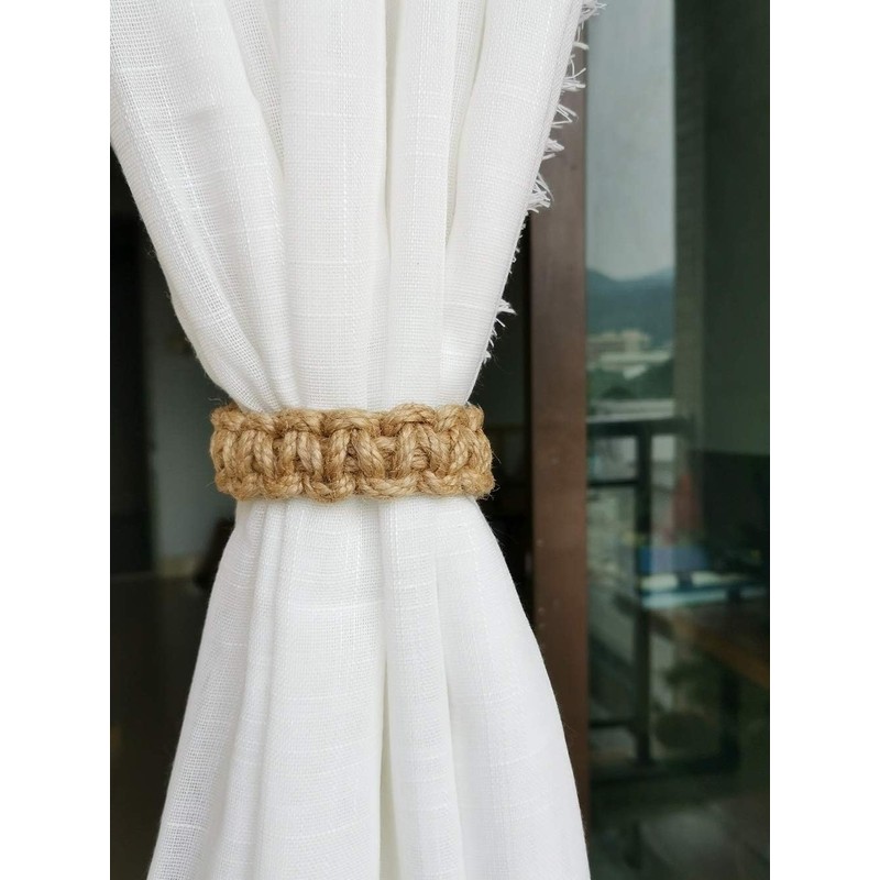 Braided Outdoor Curtain Tiebacks for Drapes, Rustic Curtain holdbacks 4