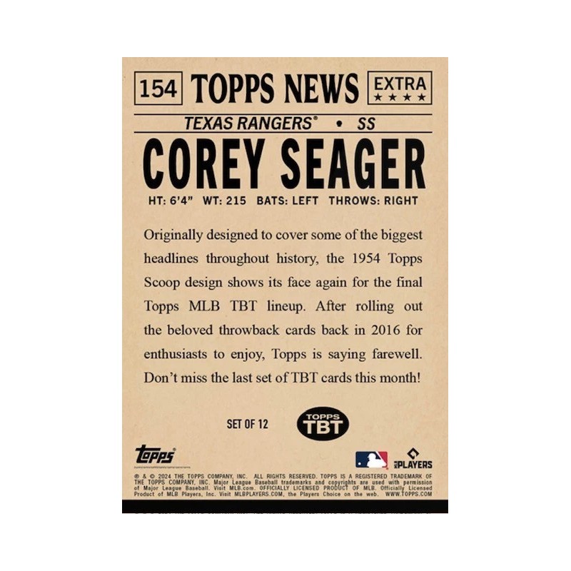 TOPPS 2024 TOPPS 1959 SCOOP CARD THROWBACK SET 52 TEXAS