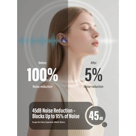 Earplugs for sleeping, 45 dB noise cancellation, IPX8 waterproof, reusable ear protection for sleeping/travel/concerts, with S, M, L size and two-layer earplugs, purple