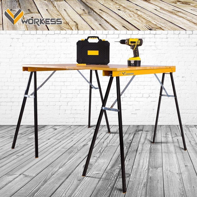 WORKESS Saw Horses 2 Pack Folding, Portable Saw Horses Heavy