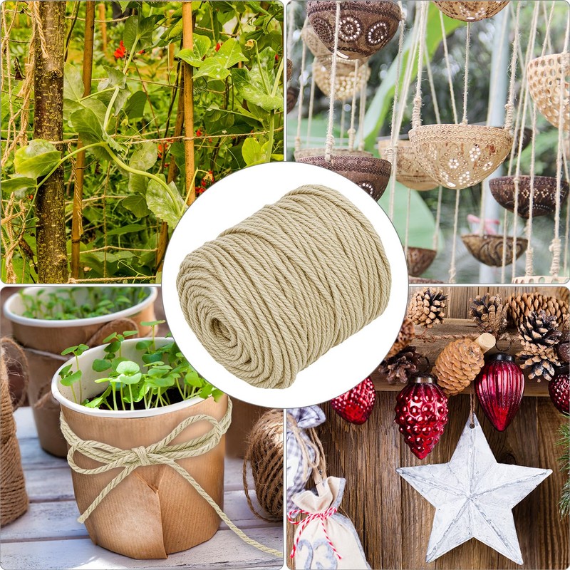 QWORK® 100M Garten Juteschnur, 4 mm Hanfseil, für Geschenke verpacken,