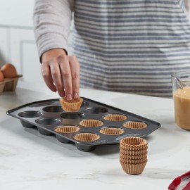 GUSTO [500 Pcs] Kraft Mini Cupcake Liners for Baking - Food Grade & Grease-Proof, Durable Baking Cups for Muffins, Cupcakes, and More - Formerly Comfy Package