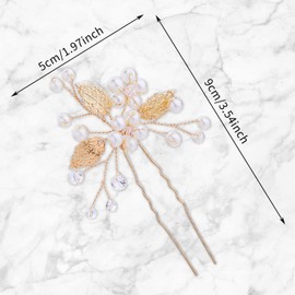 3 Pieces Bridal Hair Clips Golden Flower Hair Pins Tiara Silver Pearl Leaf Wedding Bridal Jewellery Hair Set Headpiece Jewellery Women Girls Hair Comb Hair Accessories Wedding Flowers