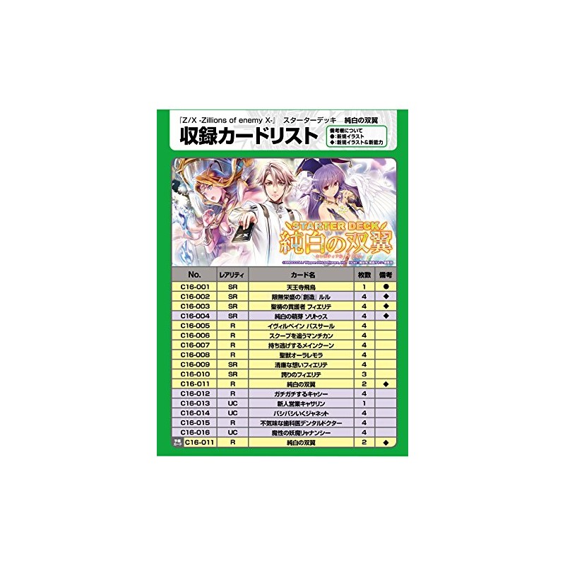 Z/X (ゼクス) -Zillions of enemy X- スターターデッキ C16 純白の双翼