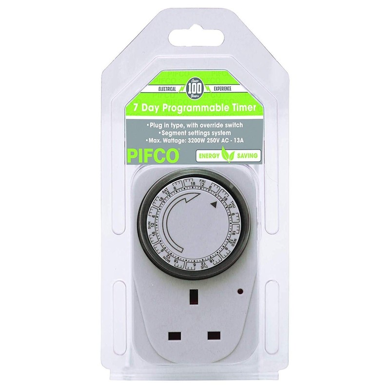 PIFCO 7 Day Programmable Timer Socket Override Switch Energy Saving