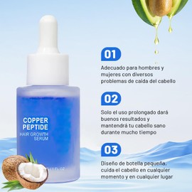 Suero para el crecimiento del cabello con péptidos de cobre Péptidos de Cobre para Cabello, Péptidos de Cobre Avanzados Universales para Mujeres y Hombres (2 piezas)