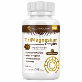 HEALTHADDICTION - Magnesio Complex - TriMagnesium – Suplemento Alimenticio con Bisglicinato, Malato y Taurato de Magnesio + Vitamina B6 – Cápsulas de 
