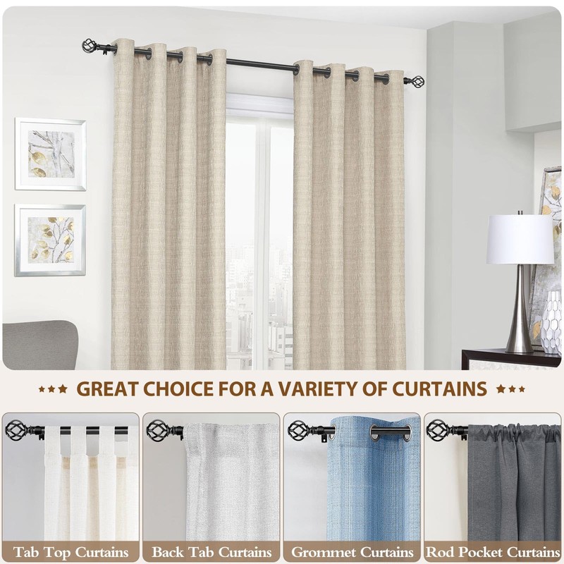 KAMANINA Black Curtain Rod for Windows 66 to 120 Inch
