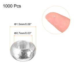 sourcing map 1000 Pieces Crimp Tube Beads, 1.5 mm Brass Tube Crimp End Spacer Beads Tiny Stopper for Bracelet Jewellery Making DIY Silver Tone