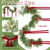 Suncalla 6 ft Christmas Garland with Red Bow, Artificial Lighted