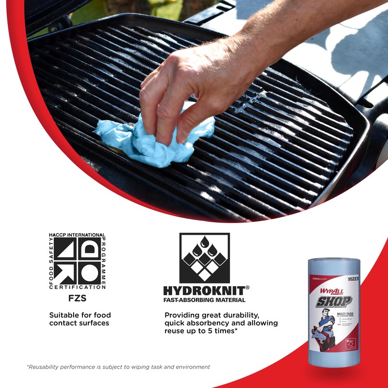 WYPALL® SHOP, Strong and Absorbent Multi-Purpose Reusable Cleaning Wipes, Blue