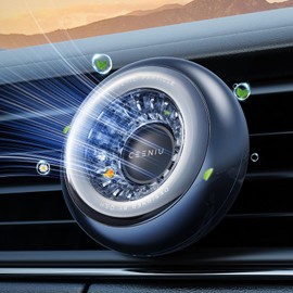 Ceeniu Auto Lufterfrischer, 120 Tage Duft, 2 Aromen inkl. Ersatz, vielseitiges Klemm- und Aufhängedesign, Hochkonzentrierte Duftperlen für langanhaltende Frische, Aluminiumgehäuse, Air Freshener