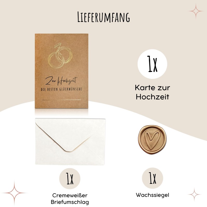 møij Wedding Card Made of Kraft Cardboard with Golden Hot