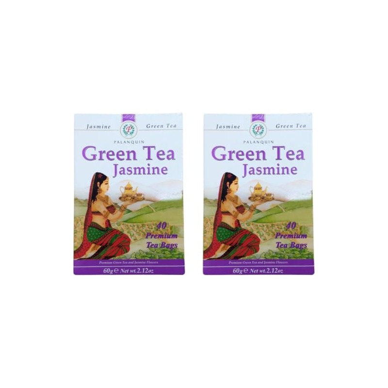 Palanquin Green Tea Jasmine, 40 Premium Tea Bags, 60g (Pack