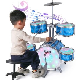 Captain Chaowing Kids Drum Set for Toddlers with 5 Jazz Drum Kit & Lights (Vibrating-Con