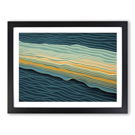 Modern Audio Soundwave Art Vol.4 Abstract H1022 Framed Print for Living Room Bedroom Home Office Décor, Wall Art Picture Ready to Hang, Black A4 Frame (34 x 25 cm)