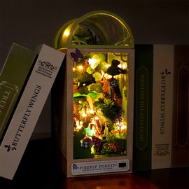 Kit de bricolaje para libro de Nook – Rompecabezas de 3D, kit de casa en miniatura con muebles y luz LED, rompecabezas 3D, sujetalibros de arte de para decoración de estante