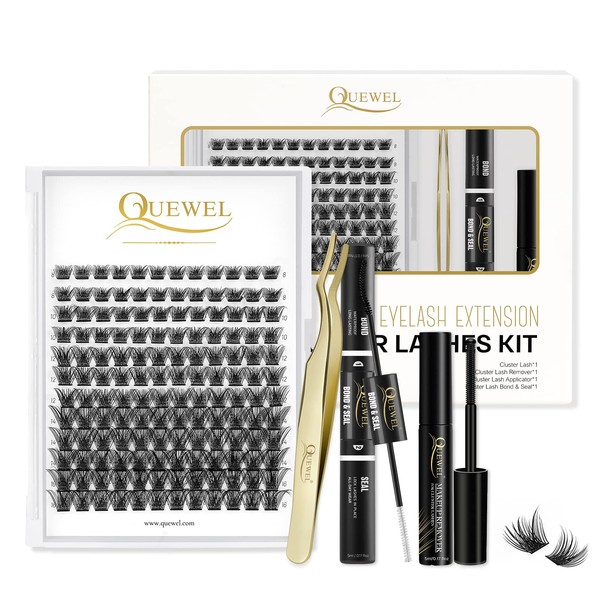 QUEWEL DIY Eyelash Extensions, Soft and Comfortable Cluster Lashes with