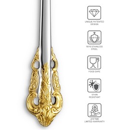 KEAWELL Cucharitas de lujo de 6.3 pulgadas, acero inoxidable 18/10, hermosas cucharas pequeñas, agitando, mezclando, azúcar, pastel, cucharas de postre, mini cucharas antipasto (acento dorado)