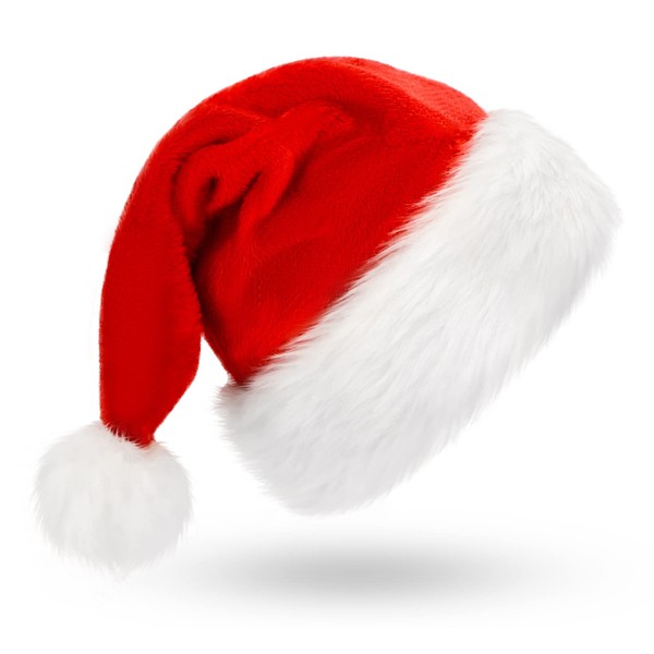 BOSONER Christmas Hats Santa Hat Adult: Xmas Hat Holiday for Adults, Unisex Velvet Comfort Christmas Party Hat Thicken Classic Fur for Christmas Gifts New Year Festive Holiday Gifts for Men Wowen
