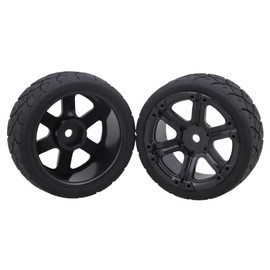 Mxfans 4pcs 6 Spoke Wheel Rim & X Shape Pattern Rubber Tire Model Car Parks for RC 1:10 On Road Racing Car