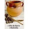 1 Olla de Barro Chocolatera Y 1 Molinillo De Madera