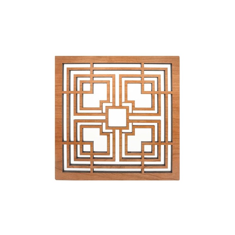 Frank Lloyd Wright Storer Textile Block Hardwood Trivet and Wall