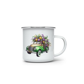 MAXIKIWI Langlebige Emaille-Kaffee- oder Tee-Camping-Tasse für drinnen und draußen, Mardi Gras Thema, 3–350 ml