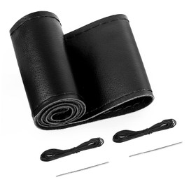 BELINOUS Universal Auto Car Stitch Steering Wheel Cover (Size L1, Black)