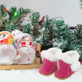 Bencailor 3 Pairs Christmas18 Inch Doll Shoes Boots Dolls Winter Snow Doll Boots Accessories(Blue White Rose Red)