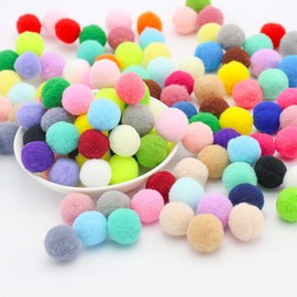 15 mm, approx. 144 pieces, colourful mini pompoms for crafts, felt balls, colourful pom pom balls, small pompoms, fluffy plush balls for decorating, sewing, DIY, creative crafts, colourful