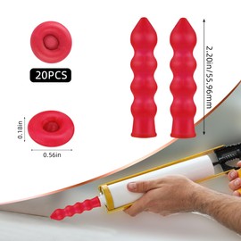 20 Pack Caulk Saver Caps - Seal and Preserve Open Caulking Tubes - Red
