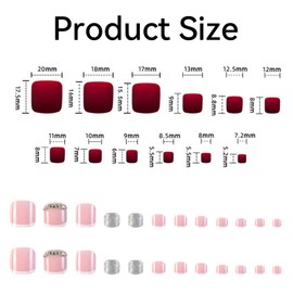 BHSTTNIXP 24 PCS False Toenails,Simple French-style Fake Toe Nails,Summer Stick on Toenails Wearable Nail for Women Girls