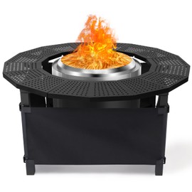 Wanchao 47.8 in with Oxford Cloth Safety Enclosure Fire Pit Surround Tabletop for Solo Stove Yukon, Bonfire & Tiki Fire Pits, 30.2 in Inner, Durable Tabletop, Safe & Spacious Outdoor Accessory.