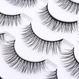 Azenlo False Eyelashes 24 Pairs Faux Mink Lashes 14mm Wispy Lashes 3D Fluffy Cat Eye Lashes （style 063)