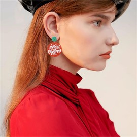 ONLYJUMP Acrylic Christmas Earrings for Women Cut Acrylic Animals Earrings Christmas Tree Green Caterpillar Sheep Dinosaur Earrings Funny Jewelry (Merry Christmas)
