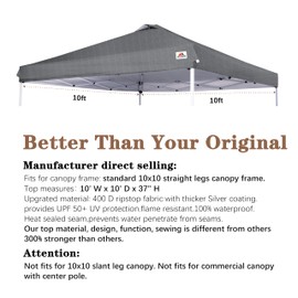 SCOCANOPY Replacement Top with Air Vent for 10x10 Canopy Frame, Canopy Cover ONLY, (Dark Grey,Ripstop)