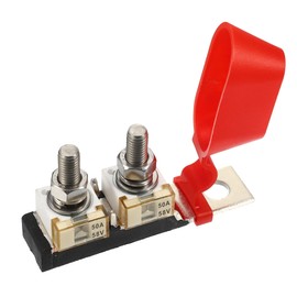 Motoforti 50A MRBF Terminal Fuse Block Kit, Double Studs Max Voltage 58V for Car Marine Boat RV, Plastic, Black, 1 Set