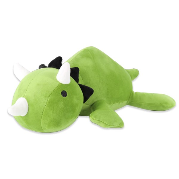 MerryXD Weighted Dinosaur Plush Pillow Stuffed Animals, Green 16 Inch Weighted Dino Plushie and Throw Pillows, Super Soft Cartoon Hugging Toy Gifts for Kids & Adults, 1.6 lbs