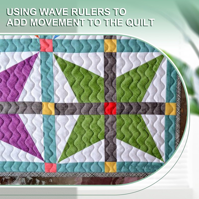 Kigley 4 Pcs Free Motion Quilting Templates Waves Acrylic Quilting