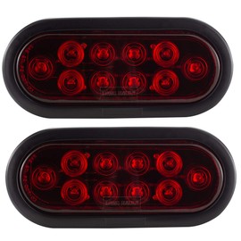 LONG HAUL Trailer Truck Red 6" Oval LED Sealed Stop Turn Tail Lights (2 Pack)