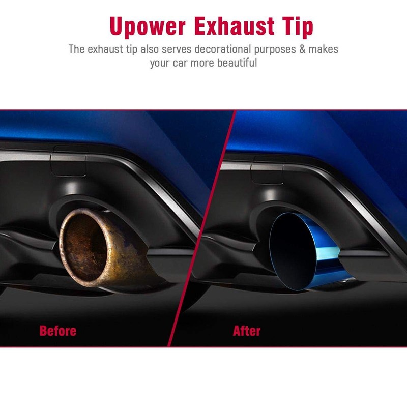Upower Blue Burnt Exhaust Tip 2.5" Inlet 4" Outlet 9"
