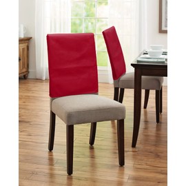 Red Solid 4 Packs Dining Chair Back Cover, Decorative Kitchen Dinner Chair Seat Covers Washable Chair Slip Covers, Pure Color Removable Slipcovers Protect for Dinning Room