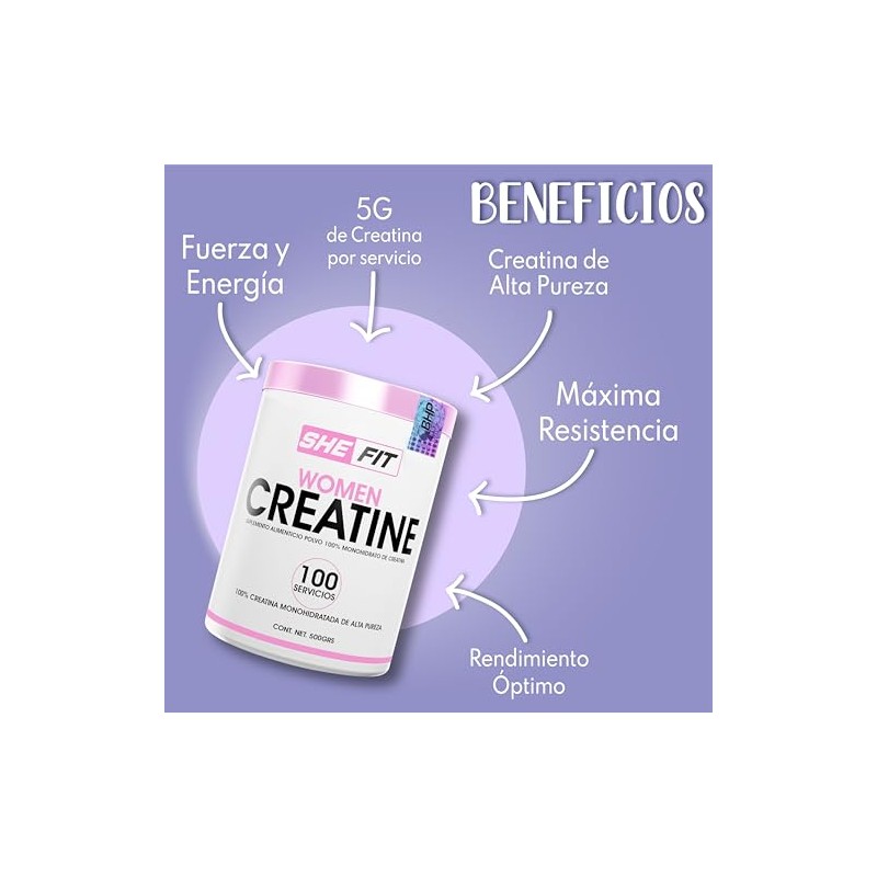 BHP NUTRITION- Women creatine, creatina monohidratada 100% pura, creatina para