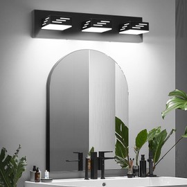 VEVOR 3-Light LED Modern Vanity Light Fixtures, 19.69-Inch, Black Finish Bathroom Wall Lighting Fixture Over Mirror, with IP44 Waterproof, for Bathroom, Living Room, Bedroom, Hallway, Cool White 6000K