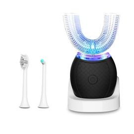 Magentak Magentak U-Shaped Toothbrush for Adult, Electric Toothbrush for 360-degree Cleaning, Ultrasonic Toothbrush for Teeth Whitening, Wireless Charging Automatic Toothbrush Kit for Travel or Home(Black)