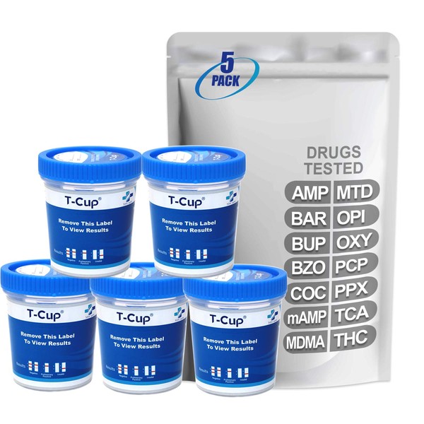 MiCare [5pk] - 14-Panel Home Multi Instant Test Cup (AMP/BAR/BUP/BZO/COC/mAMP/MDMA/MTD/OPI/OXY/PCP/PPX/TCA/THC) #MI-TDOA-1144